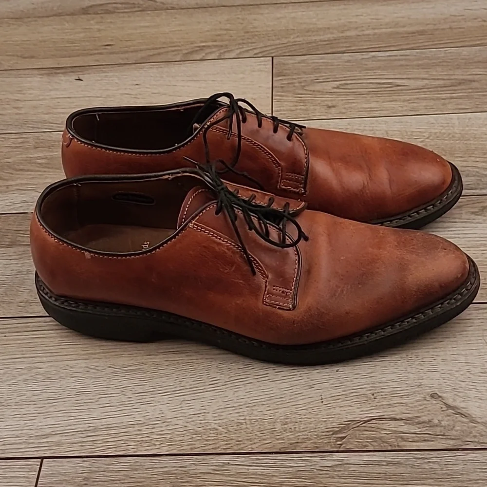 ALLEN EDMONDS Brown‎ Leather Badlands Sz 8.5 D Oxford Casual Mens Shoes